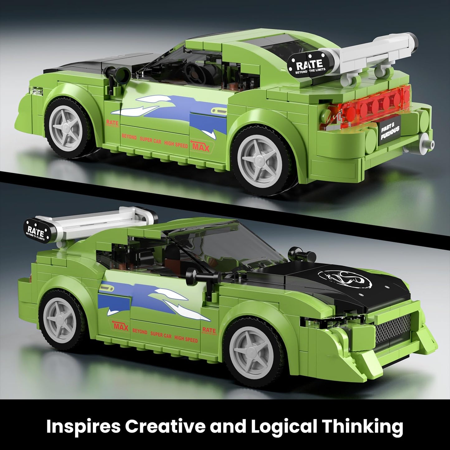 Mould King Super Sports Car Building Set with Display Case, 338 Pcs Model