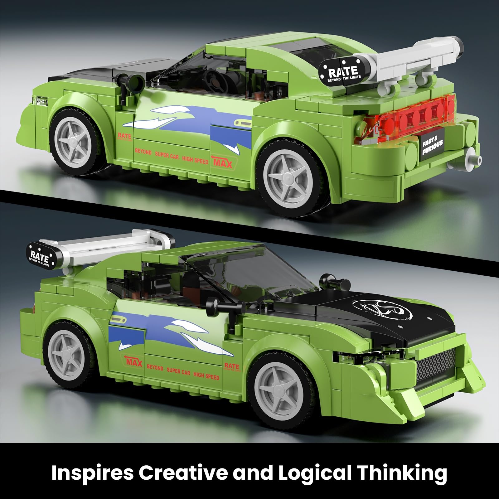 Mould King Super Sports Car Building Set with Display Case, 338 Pcs Model