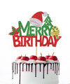 Naicaek Merry Birthday Cake Topper,Christmas Holiday Party Supplies
