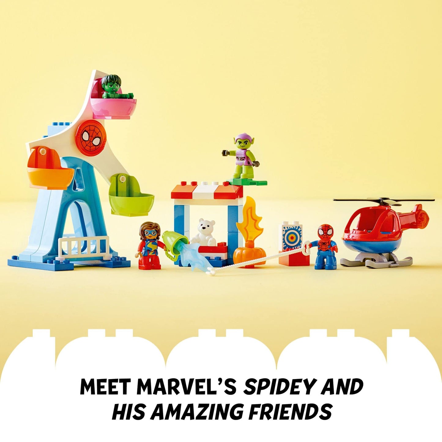 LEGO DUPLO Marvel Spider-Man & Friends: Funfair Adventure 10963 Fairground with Helicopter Toy, Spidey and Hulk Figures, Toys for Toddlers, Boys &