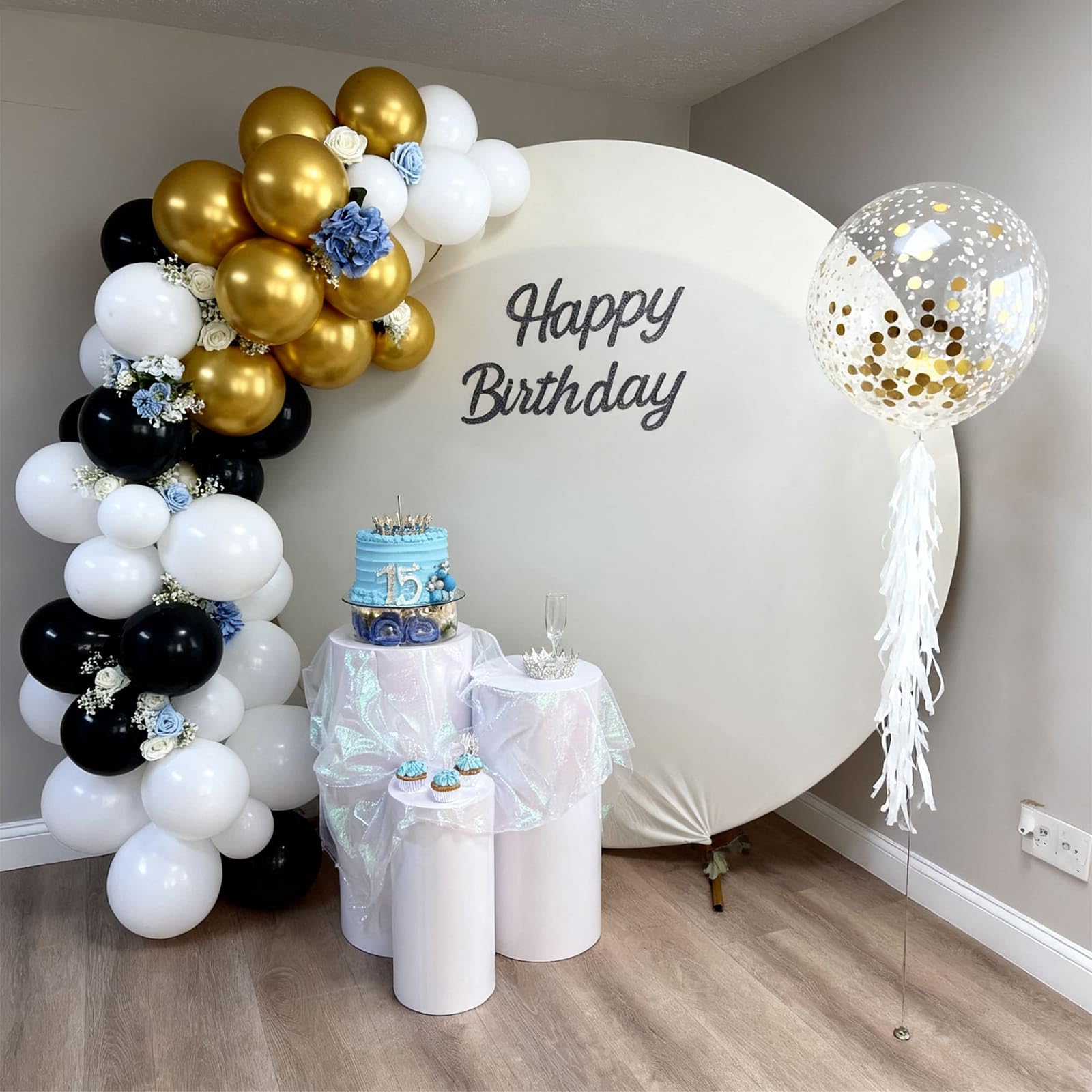 Black and Gold Balloons, 60PCS 12 Inch Confetti Gold and Black Balloons for Birthday, Wedding, Graduation, Baby Shower, Engagement Party Decorations
