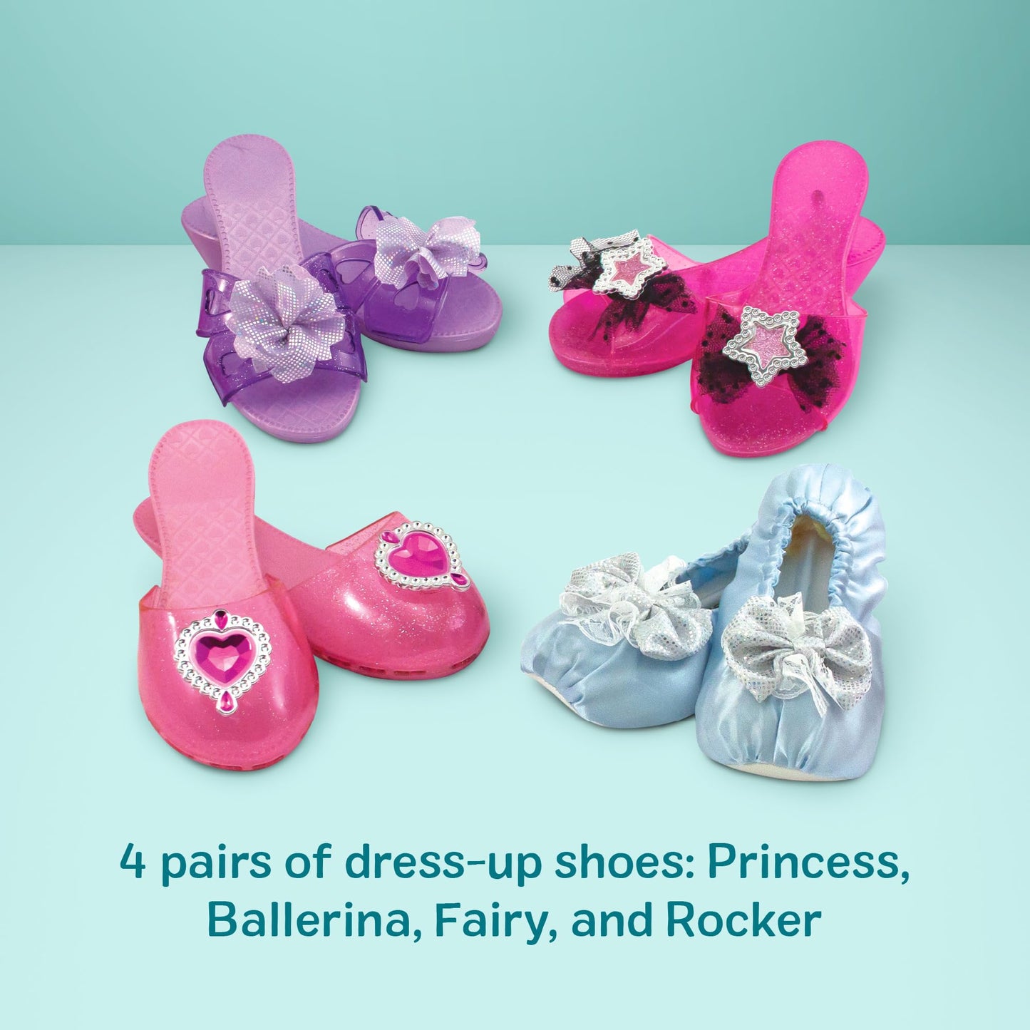 Melissa & Doug Dress-Up Shoes Set for Kids (4 Pairs) - Step In Style! High-Heeled Role Play Shoes - Pretend Play Costume Accessories for Toddlers &