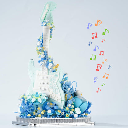 Conlinktion Flower Bouquet Guitar Building Blocks Set, 1125PCS Music Instruments Guitar Bricks Set, Gifts for Adults and Kids (bass)
