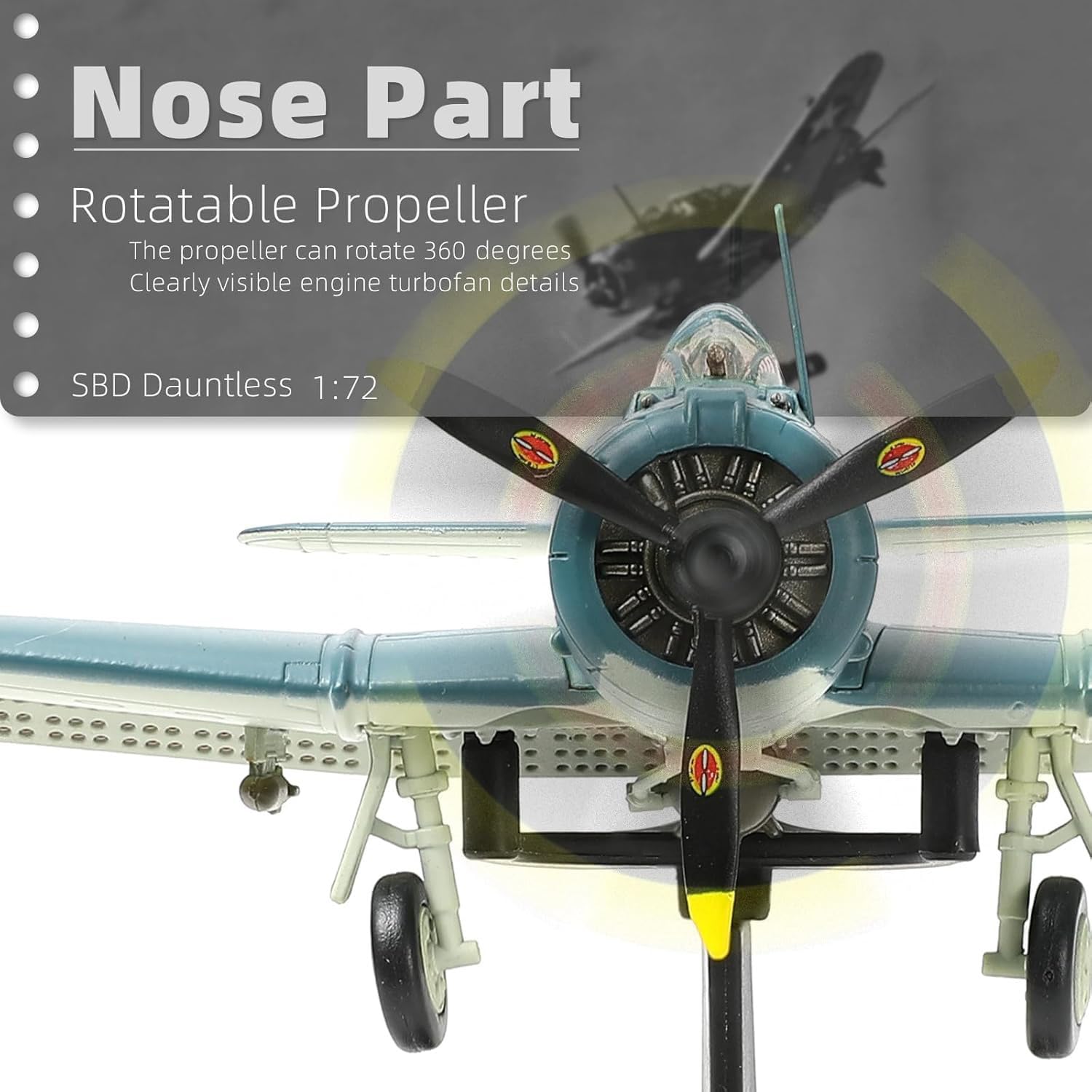 NUOTIE 1/72 Douglas SBD-3 Best Dauntless Dive Bommber Model World War II Midway Vintage Warplane Metal Diecast Aircraft Military Display Airplane