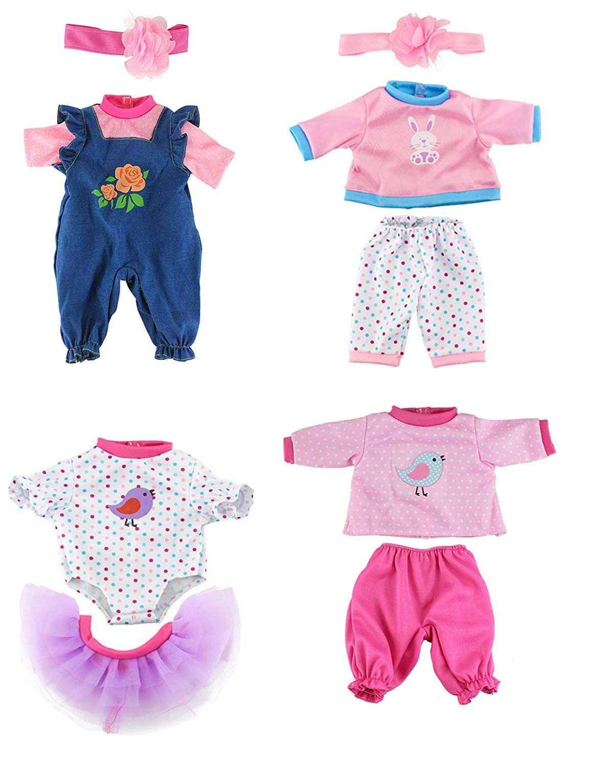 ebuddy 4 Sets Baby Doll Clothes - Fashion Outfits Fit for 14-16 inch, 17 inch new Born Baby,15 inch 18 inch Dolls