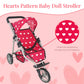 The New York Doll Collection Baby Doll Stroller | Pink Hearts Pattern | Doll Strollers | 3+ to 6 Years | A239