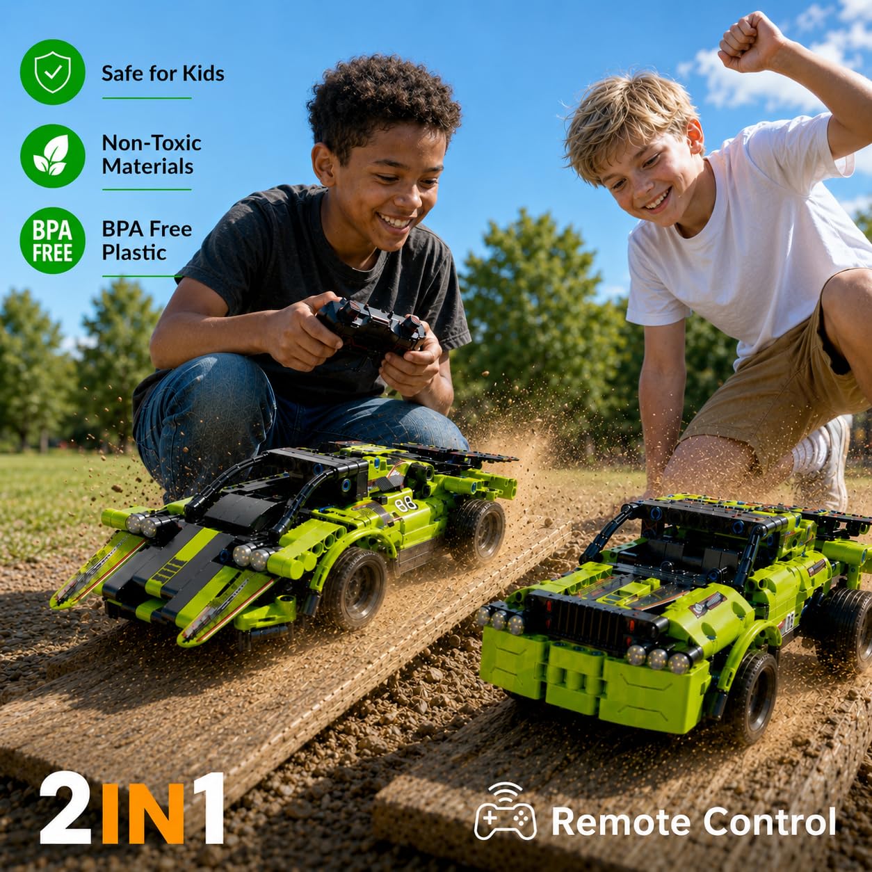 Remote Control Car Building Toys for Age 8-13 Fun STEM Toys for Kids 2 in 1 Model Car Kit to Build Educational Engineering Building Blocks Set