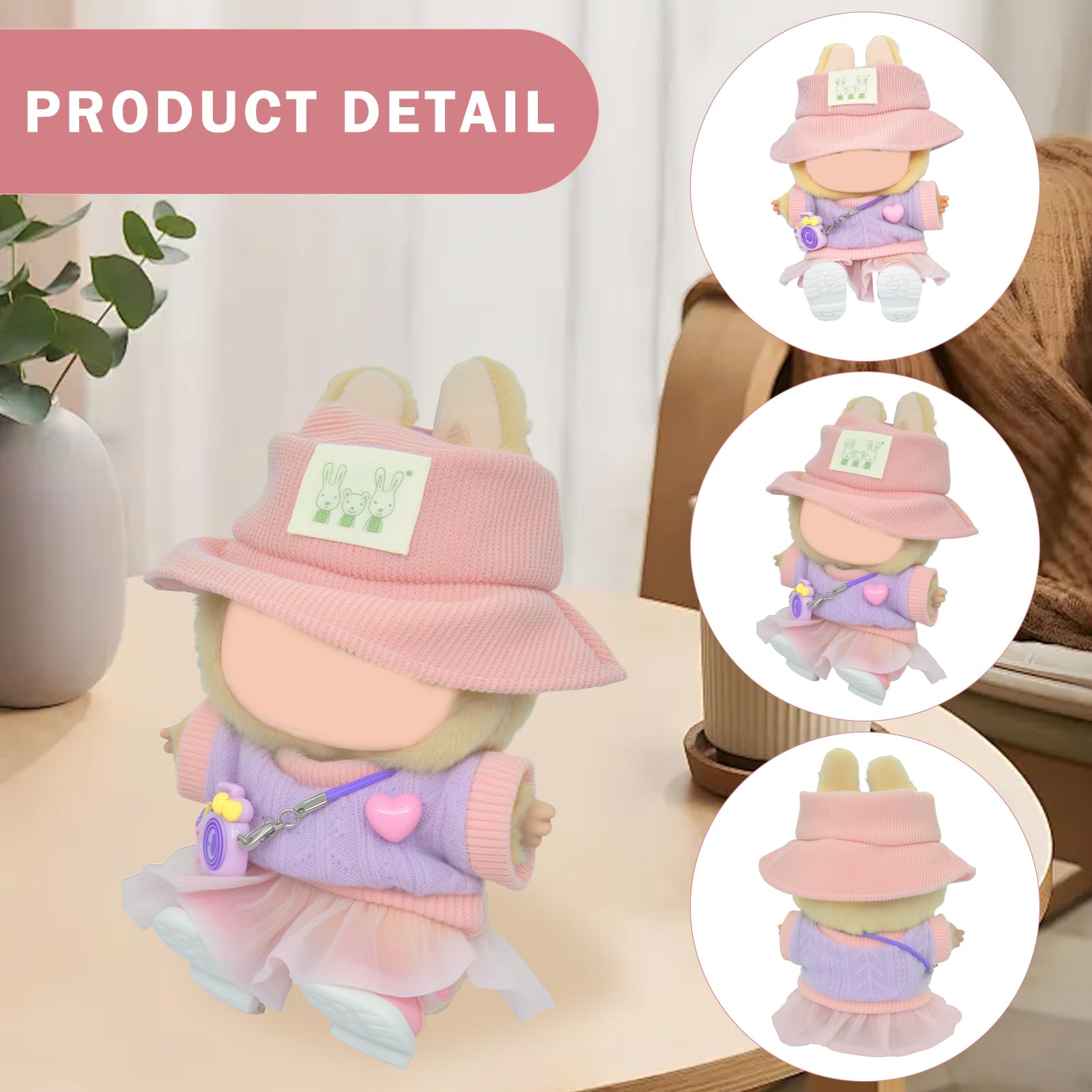 5-Piece 17cm Doll Outfit Set - Knit Top, Fashion Outfit Set for Collectible Figures - ?Hats, Dresses, Skirts, Slung Accessories Cameras, Shoes ? No