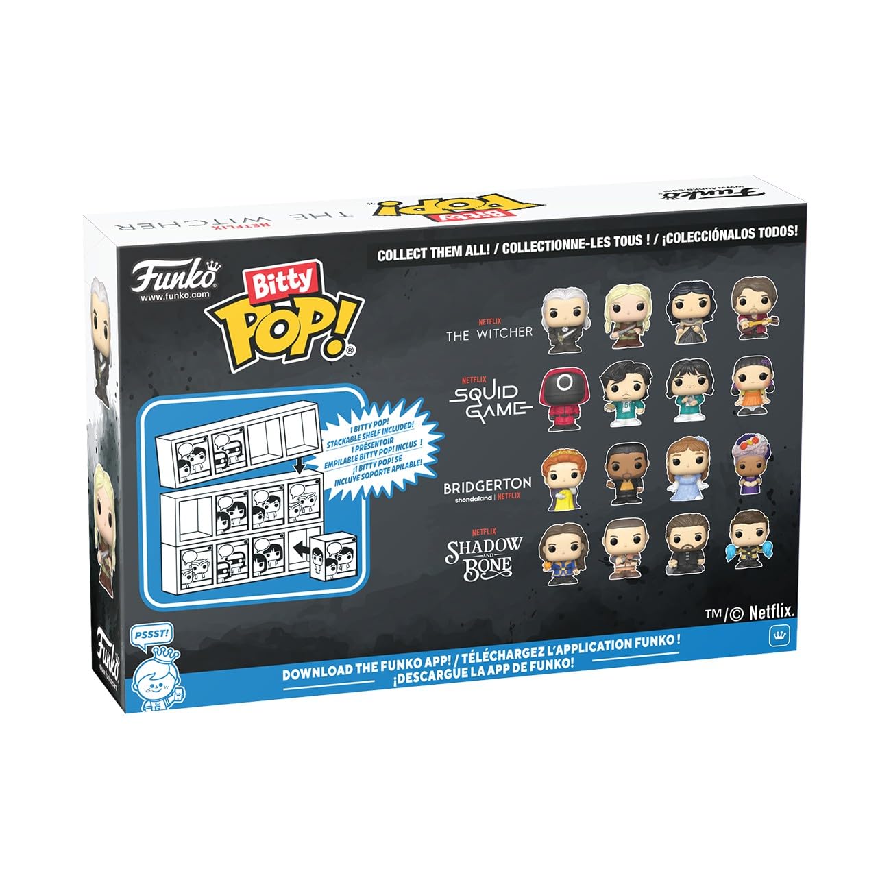 Funko Pop! Bitty: Netflix - Geralt, Jaskier, Ciri, and Yennefer - 0.9 Inch (2.2 Cm) - The Witcher Collectable - Stackable Display Shelf Included
