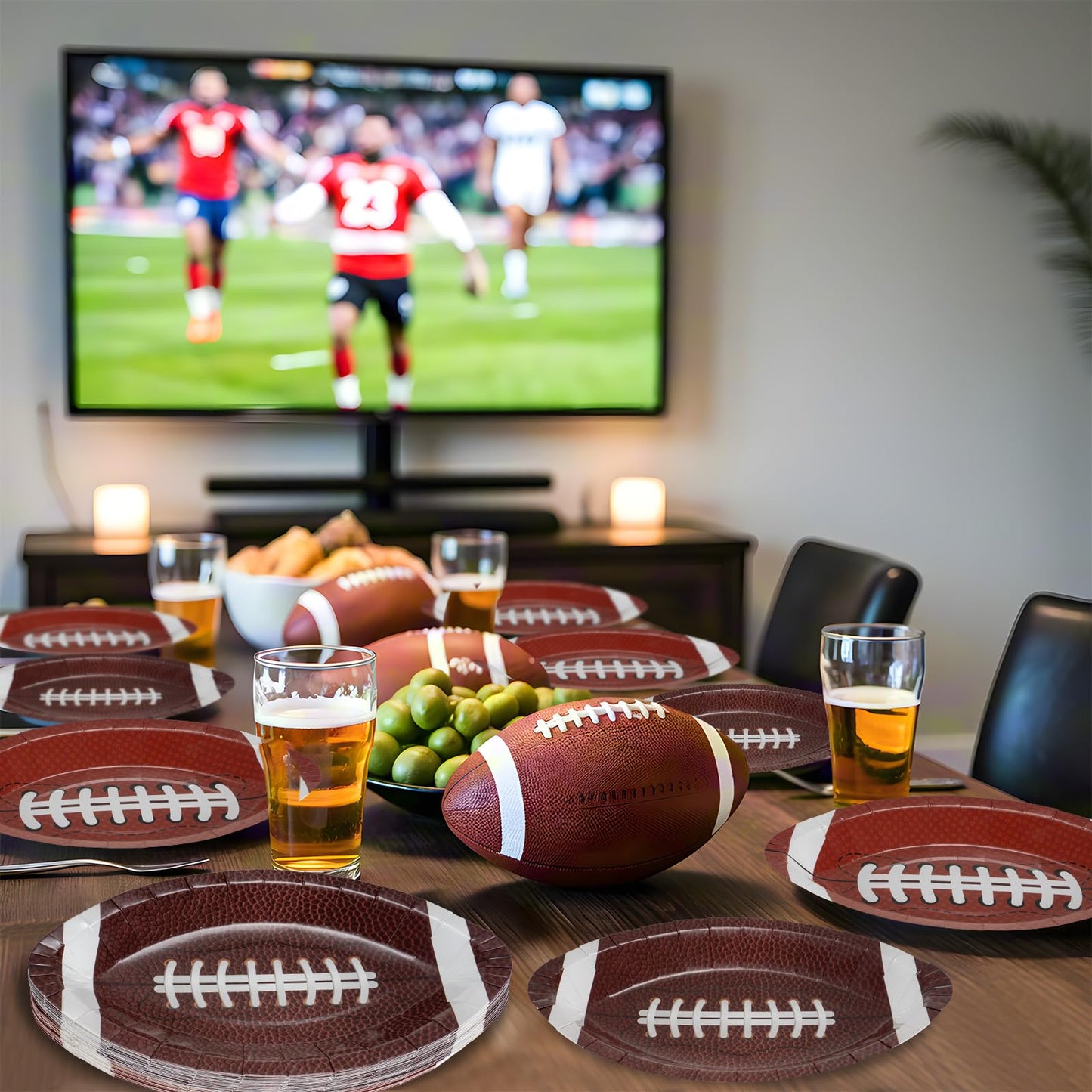 50 Pcs Football Plates - Rugby Shape Design Paper Plate, Disposable Dinner Dessert Paper Plates Tableware Set for Football Party Supplies Birthday