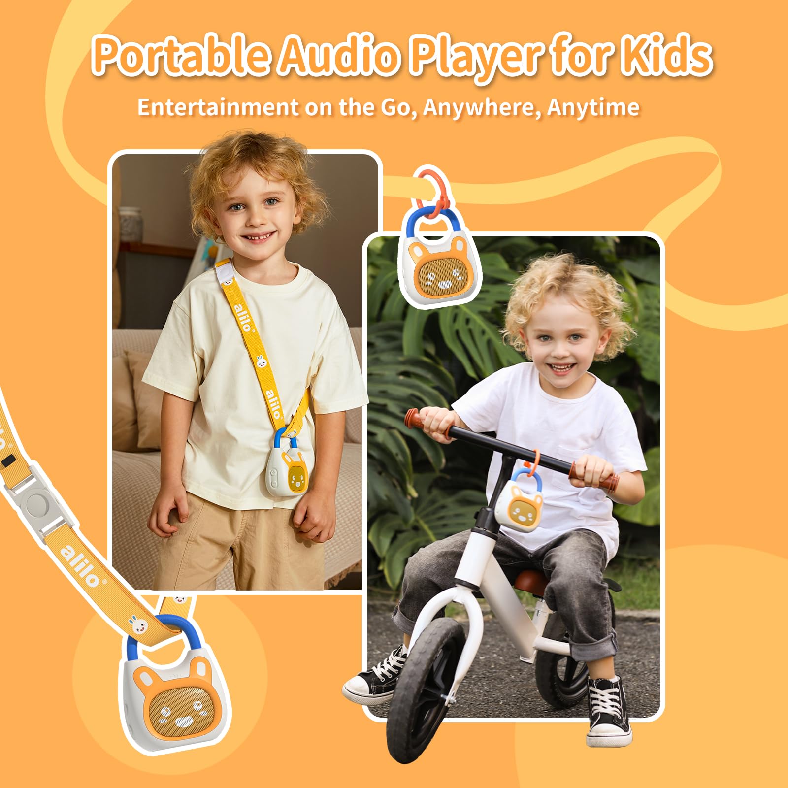 alilo Pocket Bunny Portable Kids Music Player, Musical Toys for Toddlers, Preloaded 120+ Stories/Music/Lullabies/White Noise,High Fidelity Sound