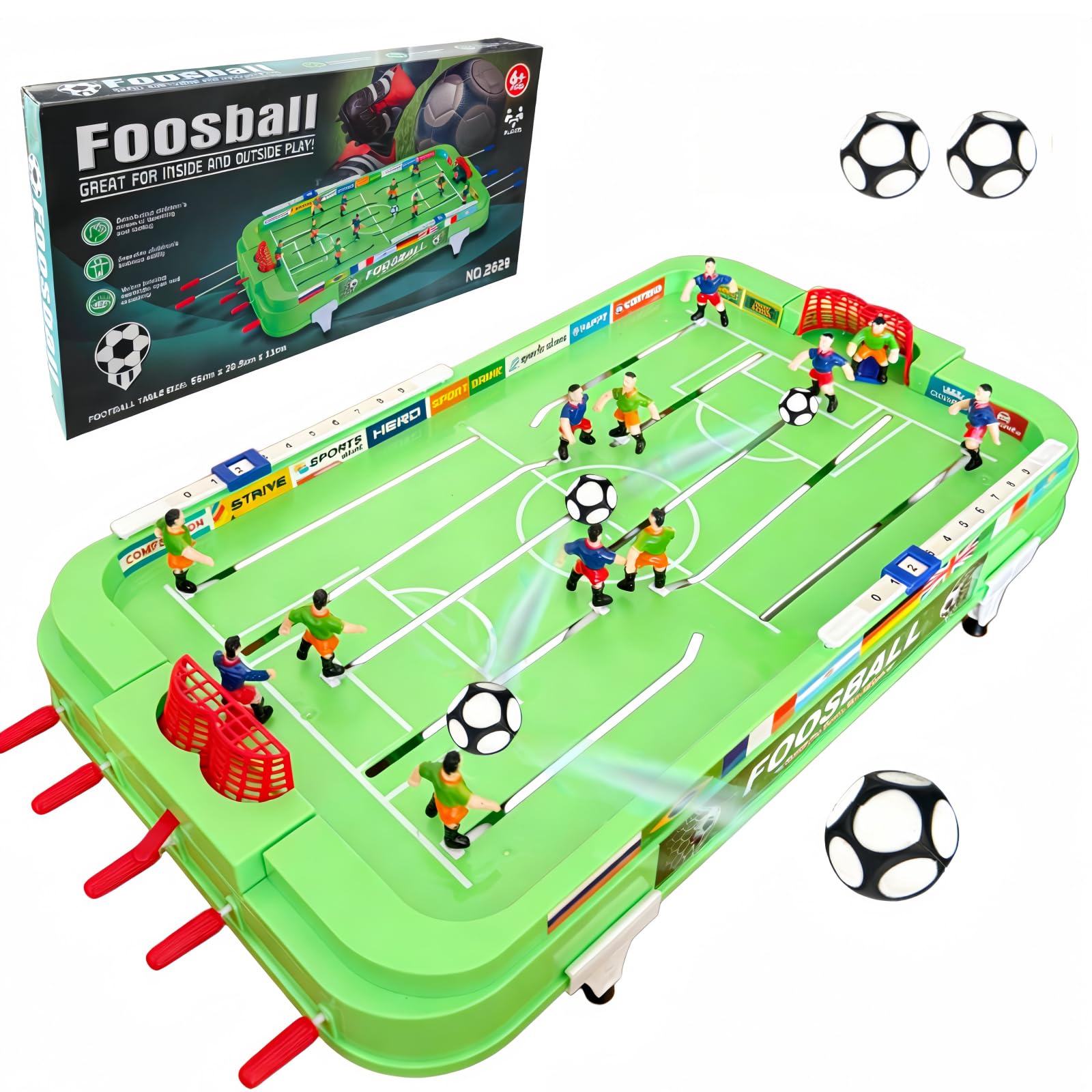 Foosball Game Table - Mini Table Finger Soccer Game for 2+ Players, 21x11 Inches, Interactive Indoor Outdoor Desktop Foosball, Ideal for Family