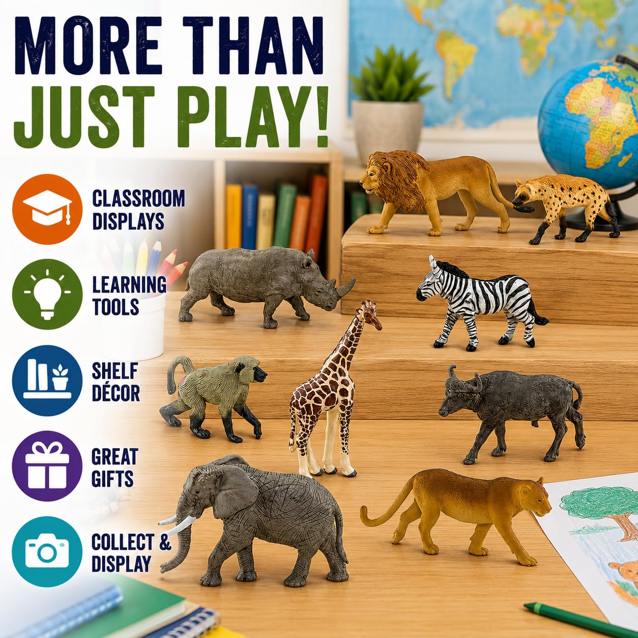 Safari Ltd. South African Animals TOOB - 9 Figurines of Elephant, Lion, Giraffe, and More - Educational Toy Set for Boys, Girls and Kids Ages 3+