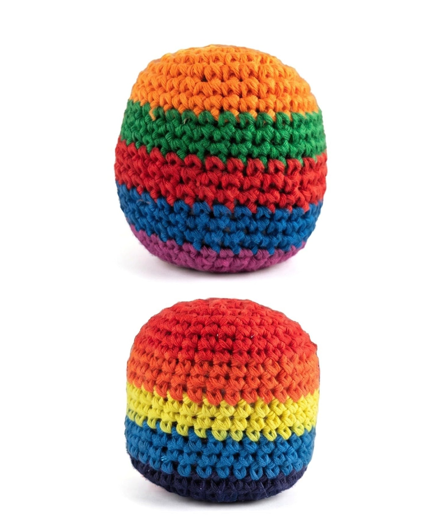 Fanwarmfit Hand Crocheted Footbags, Color Juggling Sacks, Durable Woven Kicking Toy for Adults Outdoor Training Beach Camping Portable Set (Two Pack)