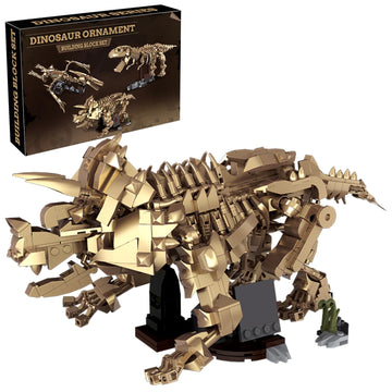 Myth Qholve Triceratops Fossil Skeleton Building Block Set Movable Dinosaur Model with Articulated Joints Educational STEM Construction Toy for Kids