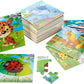 Yopay 24 Pack Wooden Puzzles for Kids,Mini Jigsaw Animal Puzzles Set for Kids Boys Girls, Early Preschool Educational Toys, 20 Animal Patterns + 4