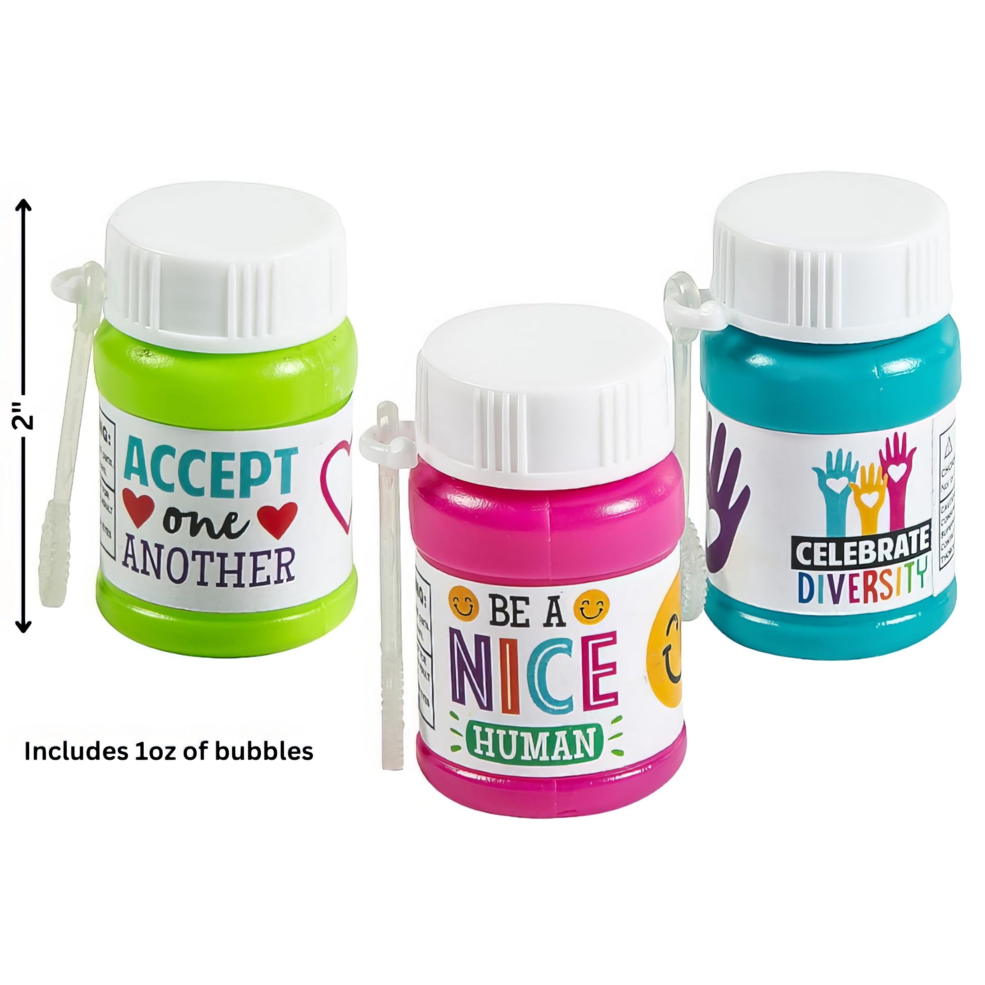 Fun Express Humankind, Unity & Diversity Mini Bubble Bottles - Teacher Rewards, Party Favors and Toys - 24 Pieces
