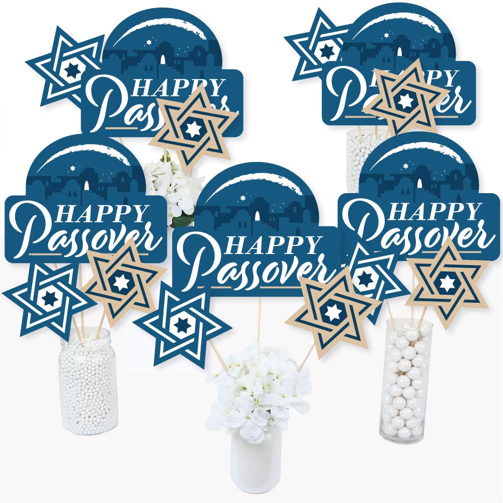 Big Dot of Happiness Happy Passover - Pesach Jewish Holiday Party Centerpiece Sticks - Table Toppers - Set of 15
