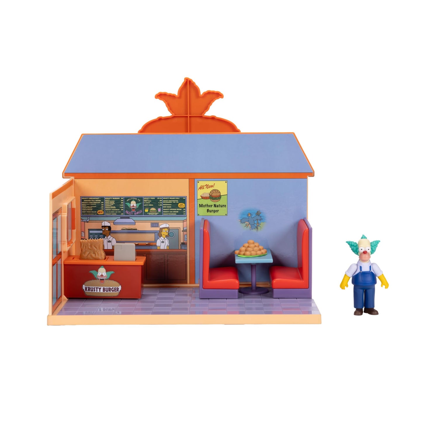JAKKS Pacific The Simpsons Krusty Burger Diorama Playset, Includes One 2.5-Inch Scale Krusty the Clown Action Figure and Accessories