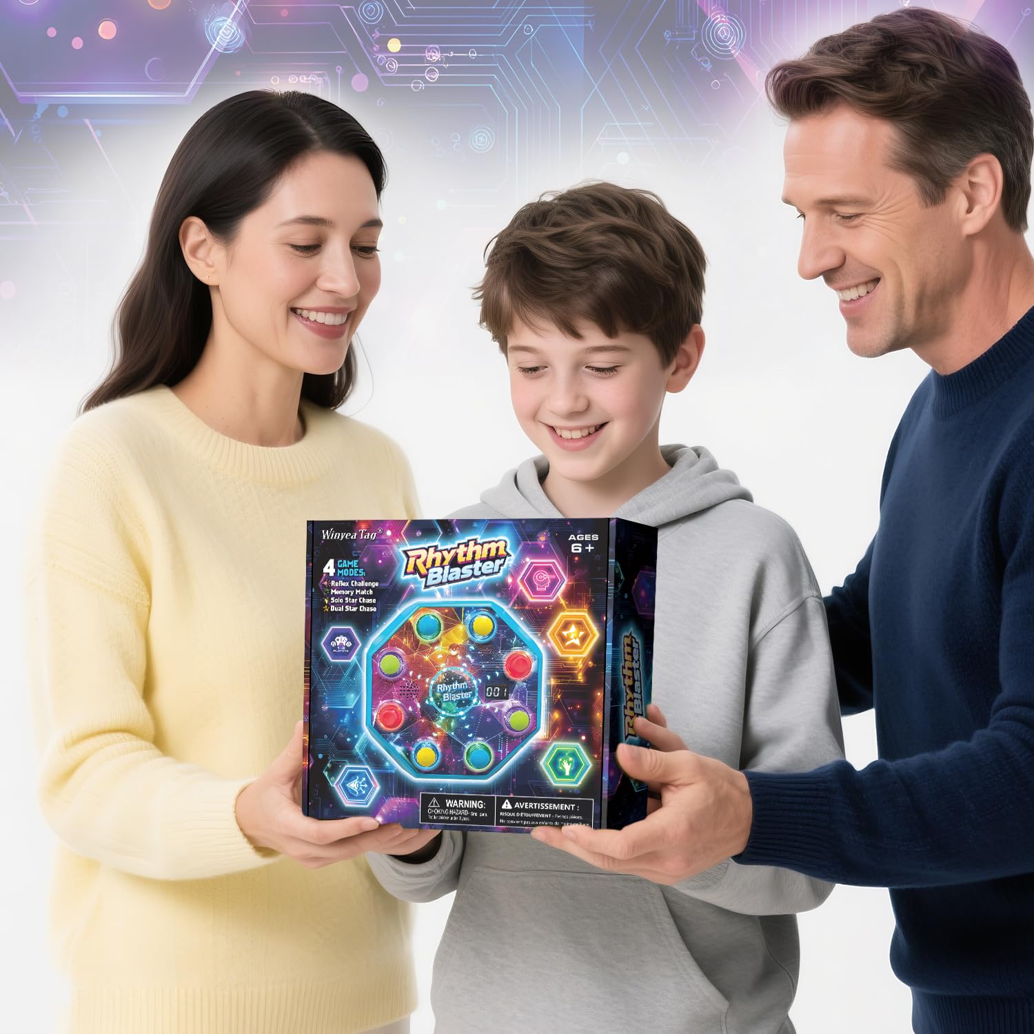 Electronic Table Reflex Game for Solo & 2 Players, Light-Up Memory & Reaction Toy with 4 Game Modes, Family Brain Training Gift for Kids 6 7 8 9 10 11