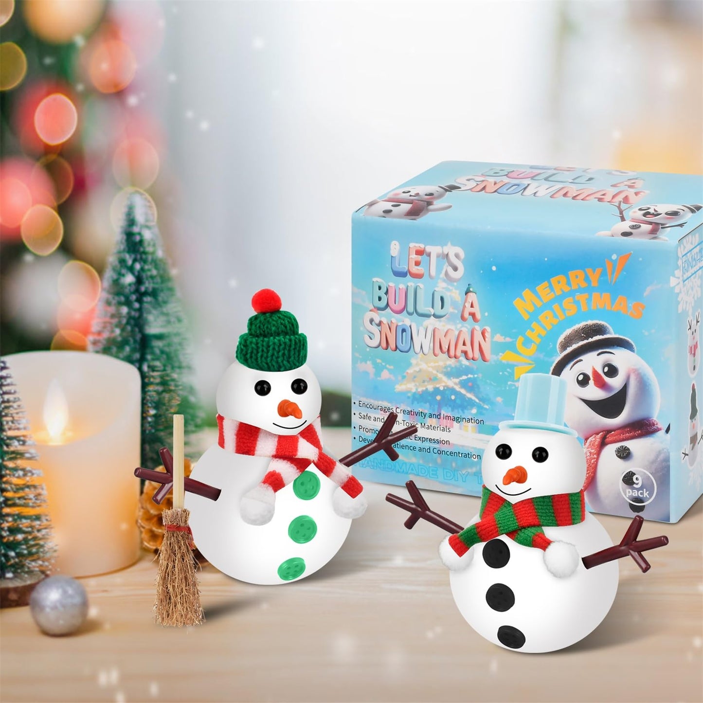 Stocking Stuffers for Kids Teen Boys Girls - 9 Pack Build Snowman Kit Christmas Crafts Gifts for Kids Creative Air Dry Modeling Clay Xmas Gift