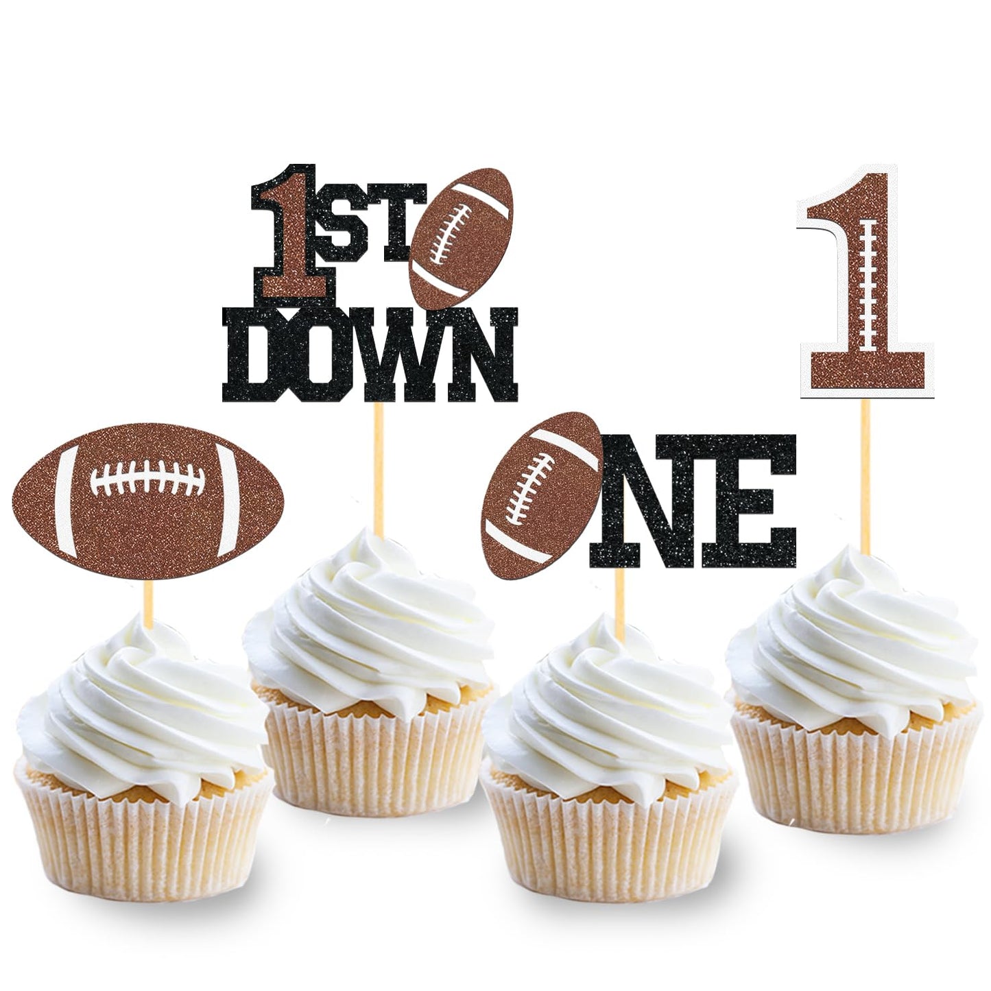 24Pcs Football 1st Birthday Cupcake Toppers - Football First Birthday Decor