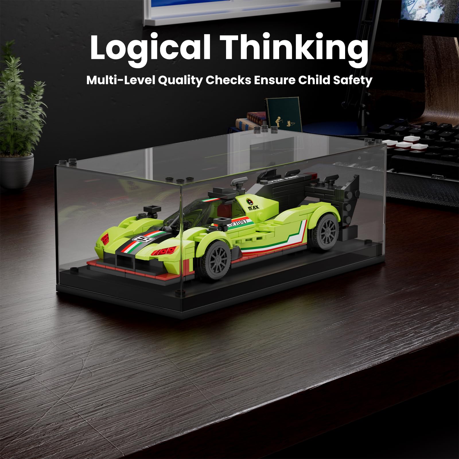 Mould King Super Sports Car Building Set with Display Case, 466 Pcs Model