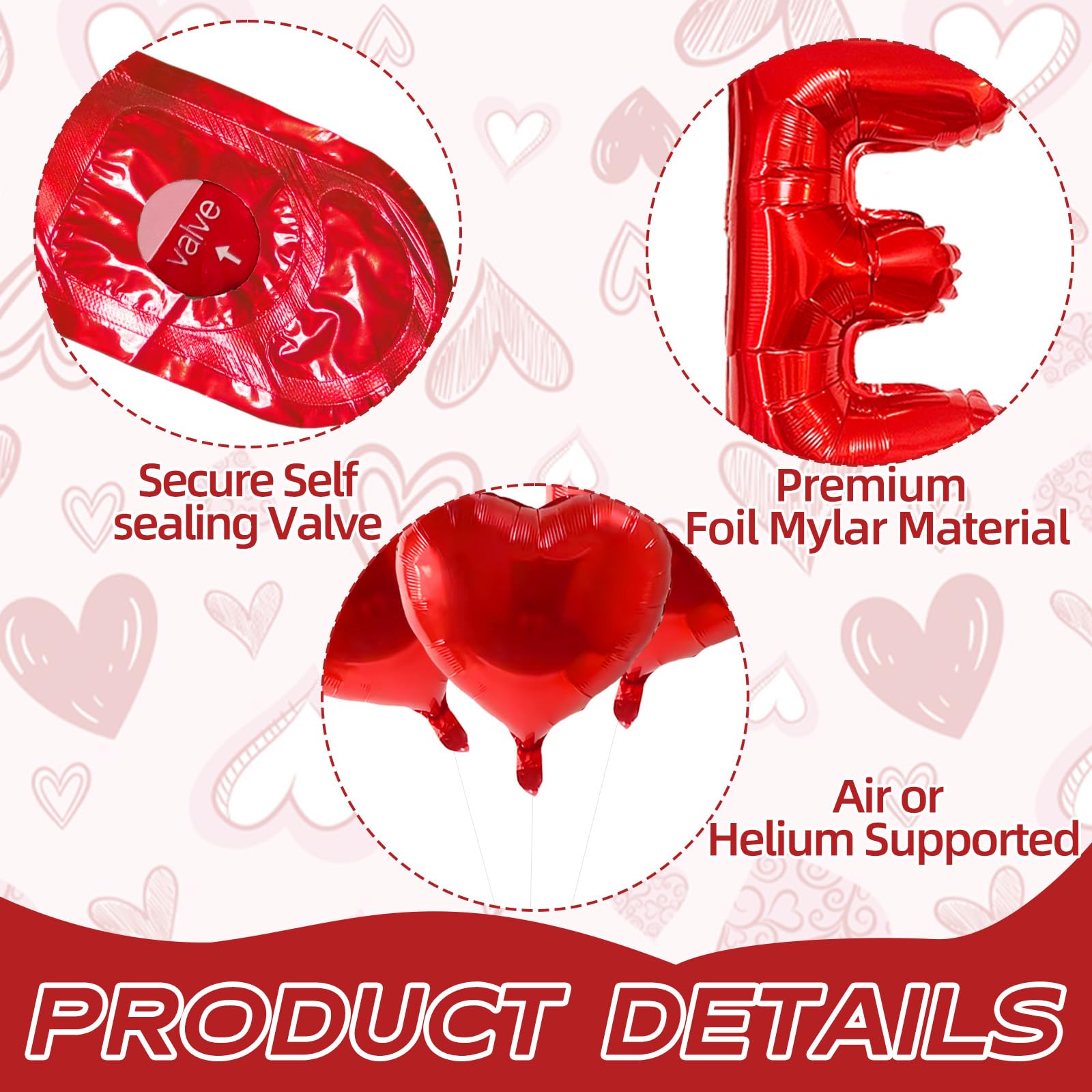 I Love You Balloons and Heart Balloons with 500 Pieces Rose Petals, Foil Mylar Love Balloon for Him/Her Wedding Anniversary Engagement Valentine Day