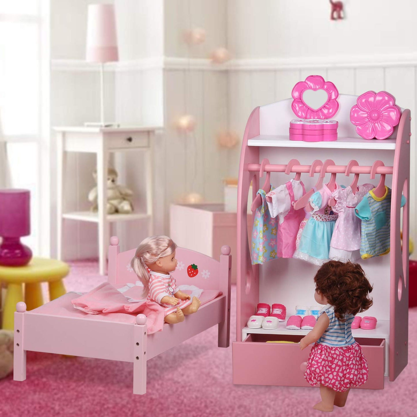 Huang Cheng Toys 12 Pcs Set Handmade Baby Doll Clothes Dress Outfits Costumes for 12 13 14 15 inch Doll?Doll Hat Umbrella Mirror Comb Girl Christmas