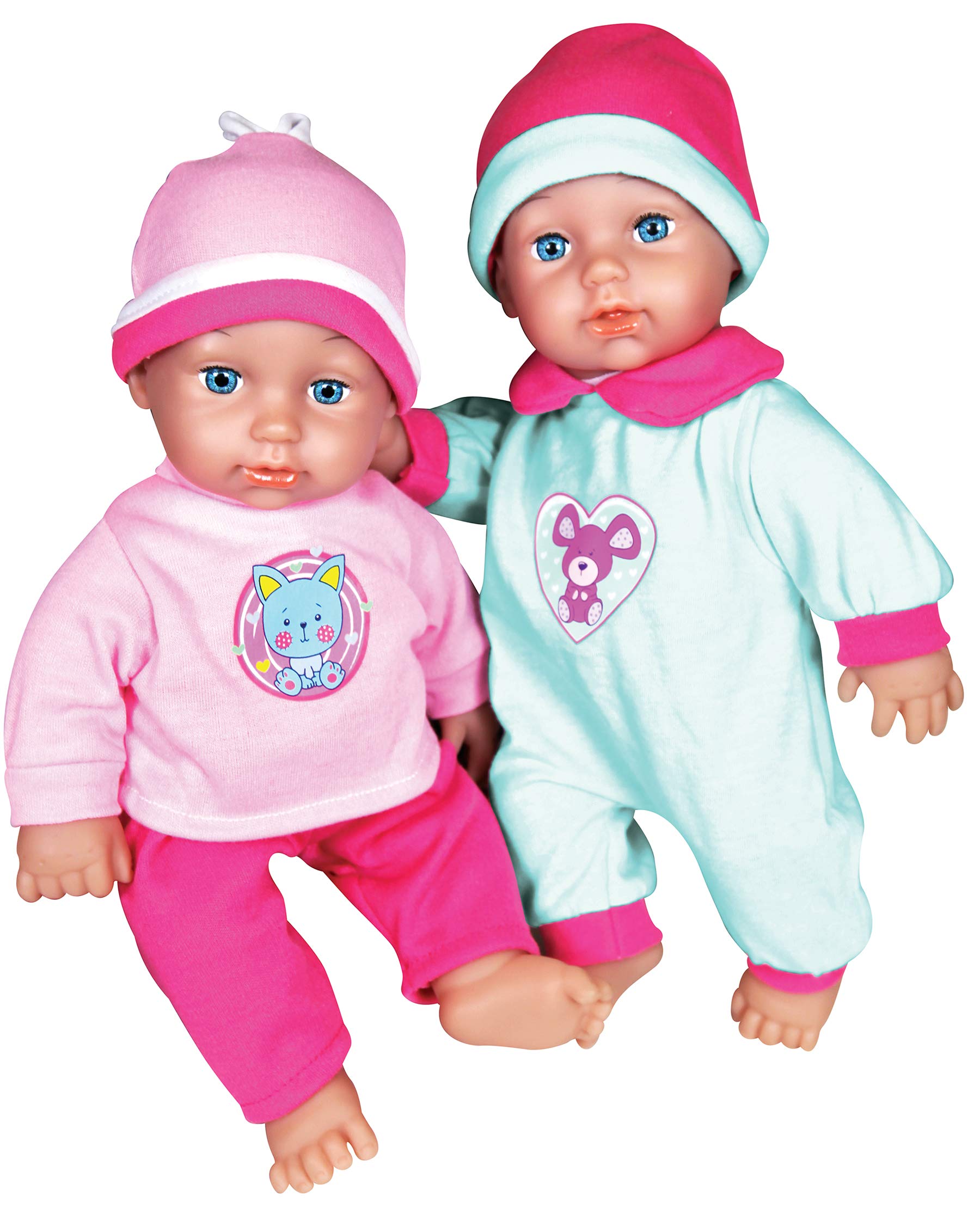 Twin Baby Dolls in Twin Jogger Stroller
