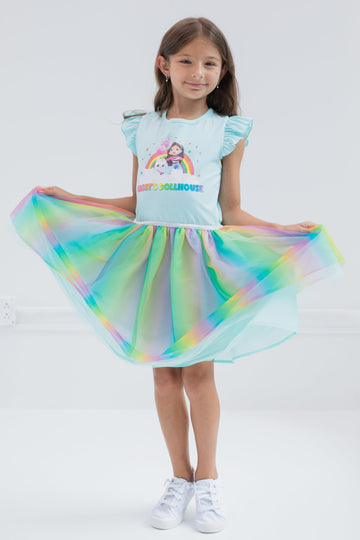 DREAMWORKS GABBY'S DOLLHOUSE Little Girls' Sleeveless Tutu Dress Gabby Pandy Blue 6