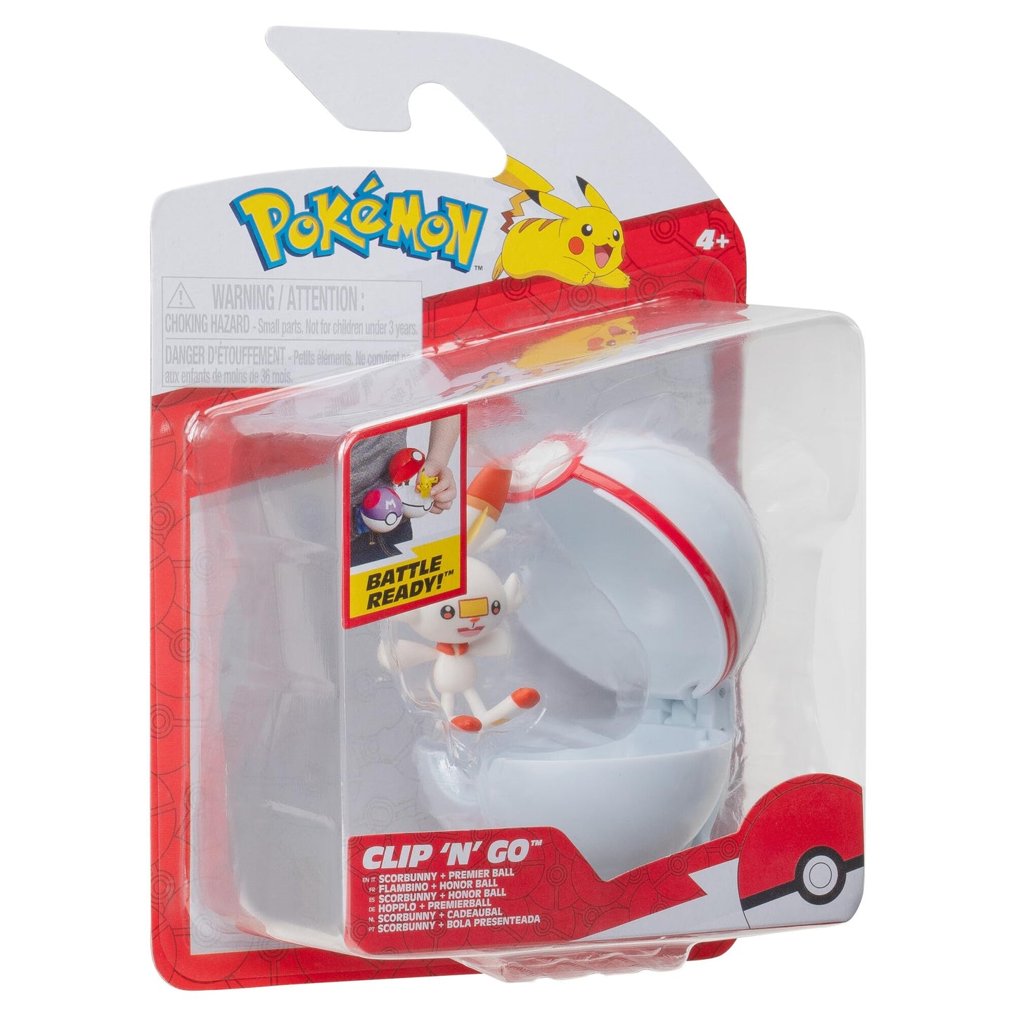 Pokémon Clip ‘N’ Go Scorbunny and Premier Ball - Includes 2-Inch Battle Figure and Premier Ball Accessory
