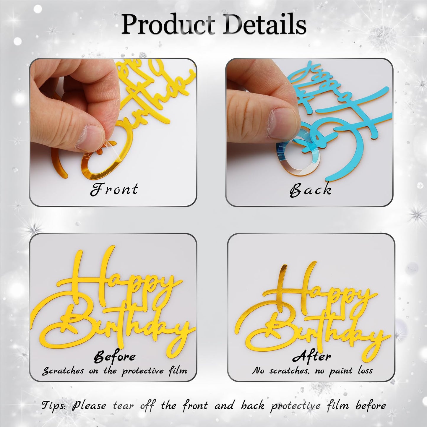 30PCS Happy Birthday Cake Topper Acrylic Cake Toppers for Party Supplies