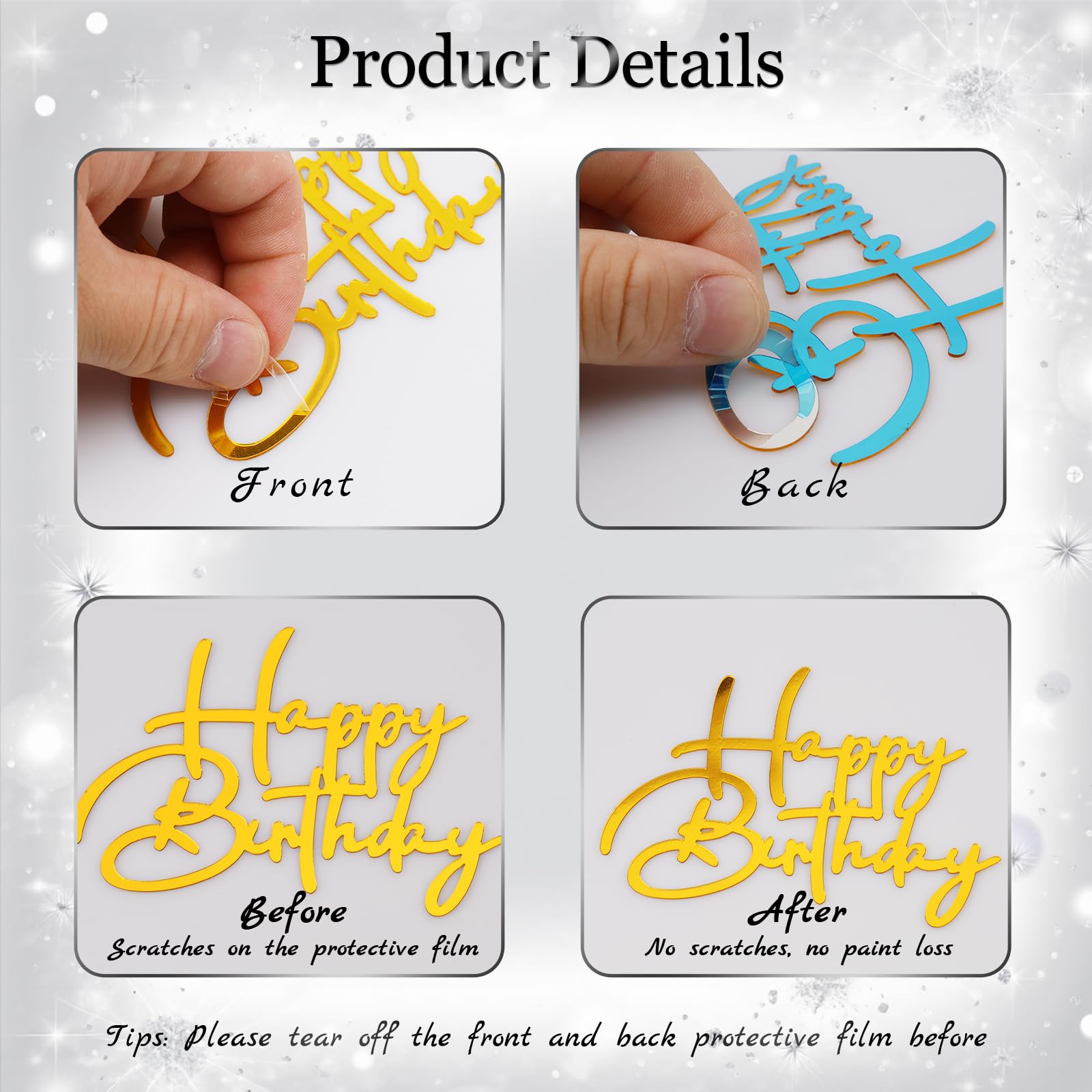 30PCS Happy Birthday Cake Topper Acrylic Cake Toppers for Party Supplies