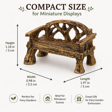 Essivox Brown Resin Fairy Garden Miniature Bench Chair, Outdoor Furniture Decoration for Home and Garden Landscape