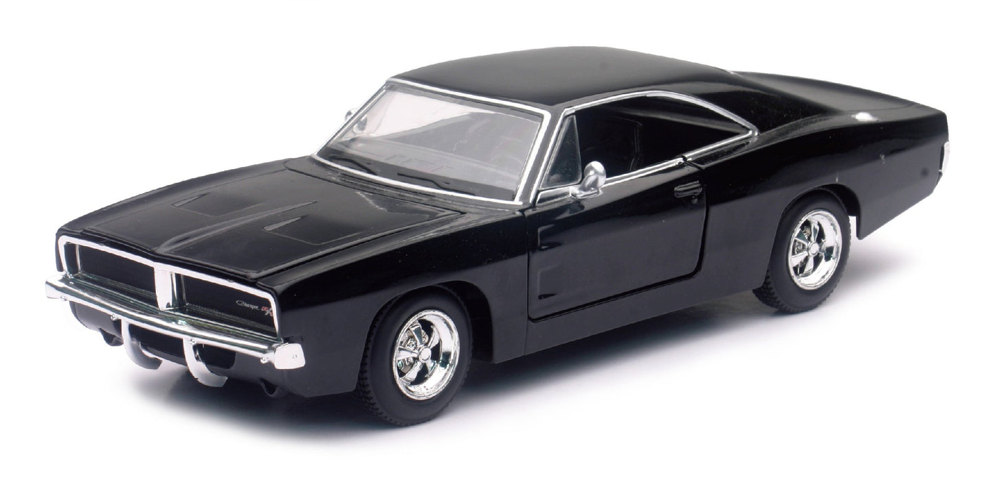 1969 Dodge Charger R/T Black Muscle Car Collection 1/25 Diecast Model Car by New Ray