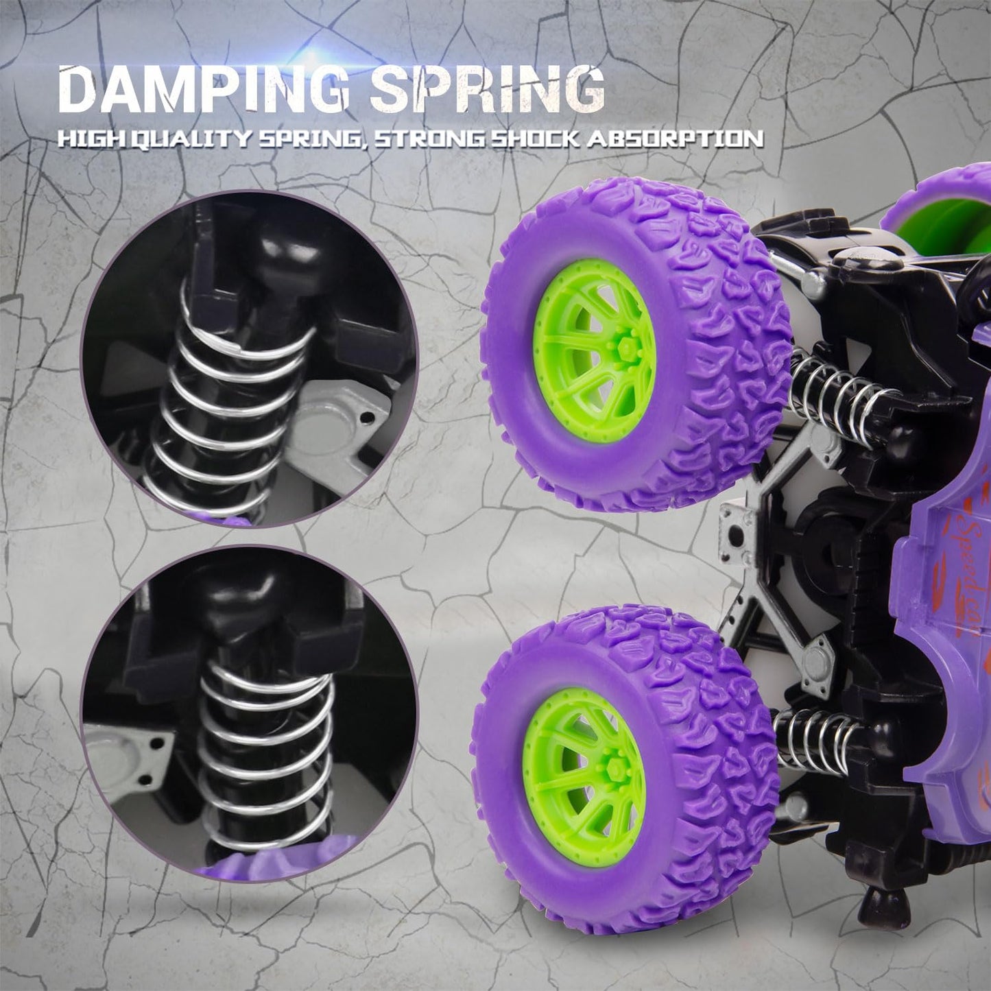 Monster Truck Toys - Friction Powered Toy Cars Push and Go Truck Toys for Toddlers Kids Age 2-4 3-5 4-7 Best Christmas Birthday Party Children's Day