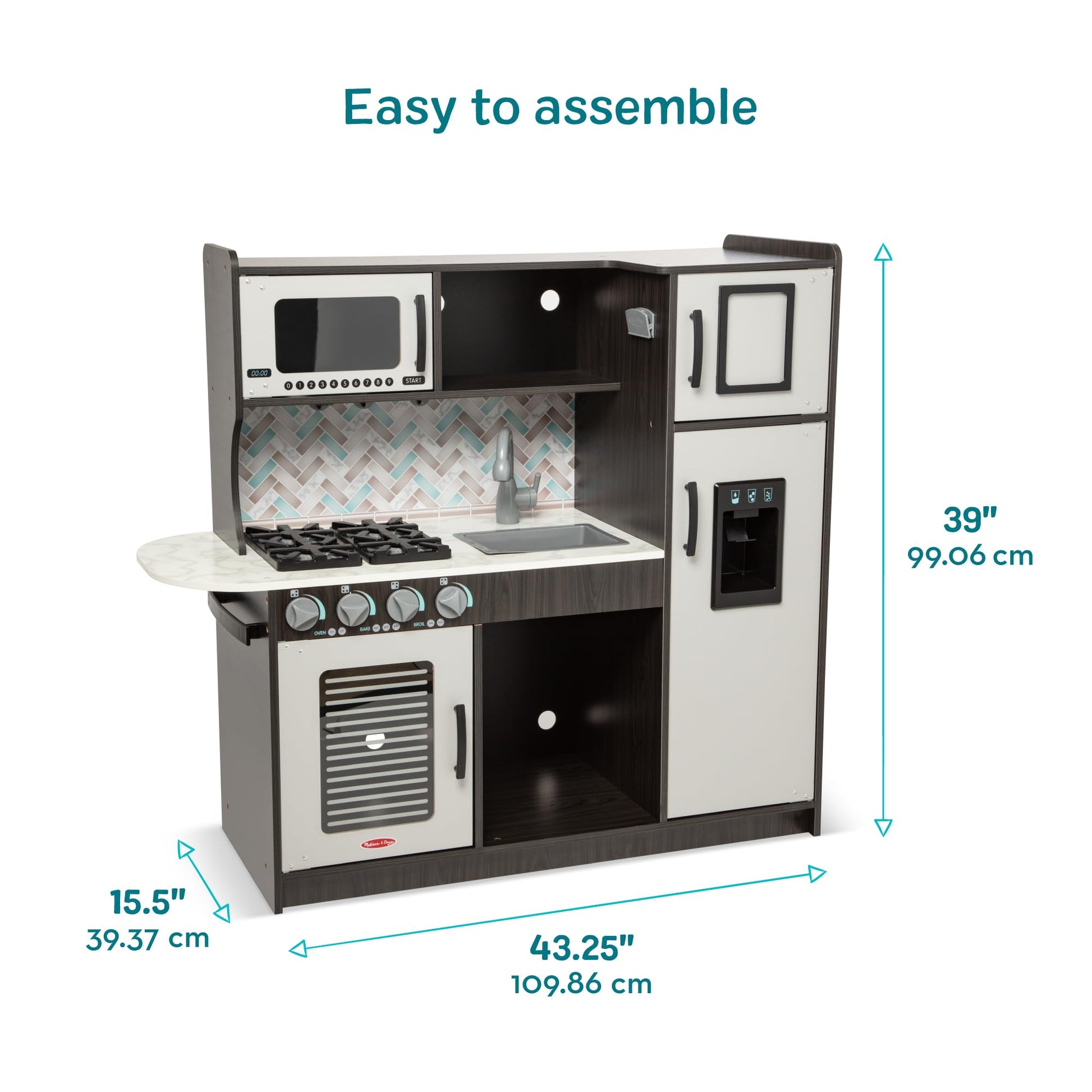 Melissa & Doug Wooden Chef's Kitchen Set for Kids with Play Kitchen Accessories & “Ice” Cube Dispenser, Preschool Learning Toys for Girls & Boys 3+ -