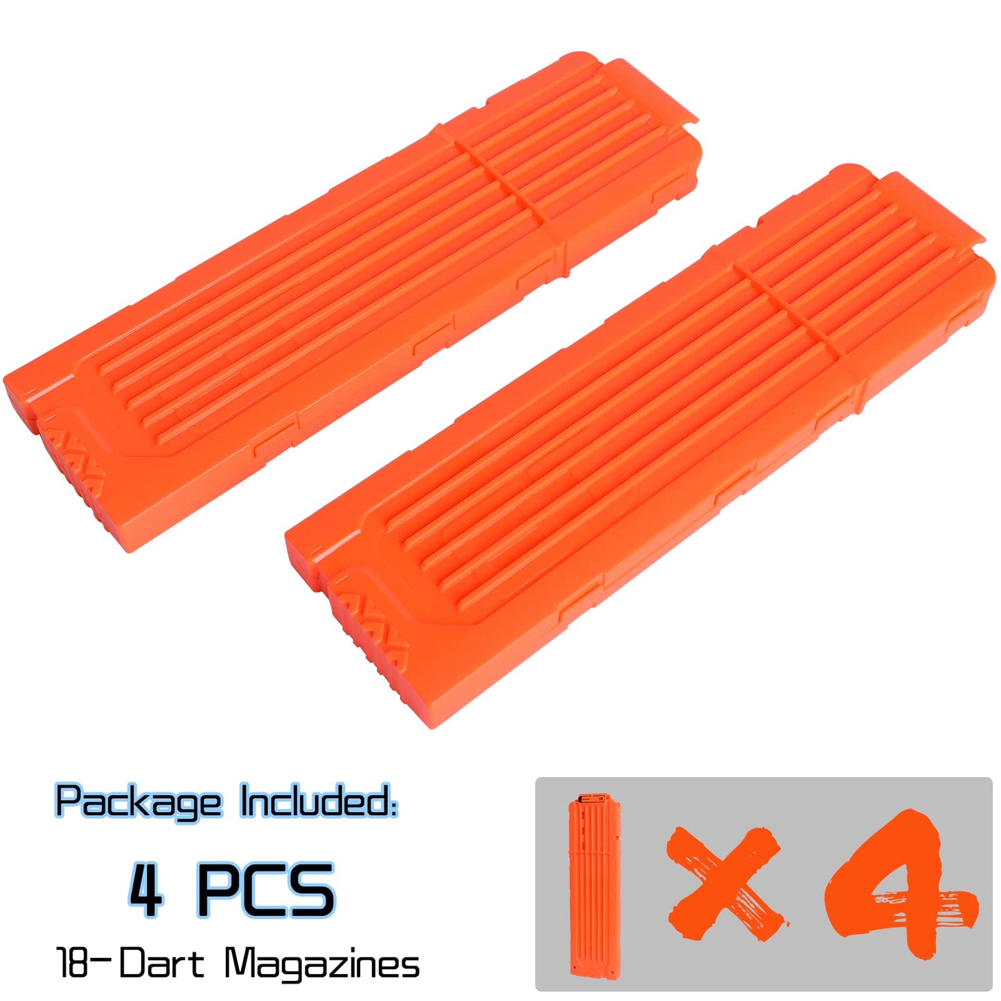 lififun 4 Pack 18-Dart Quick Reload Clip Magazine for Nerf N-Strike Elite Series (Orange)