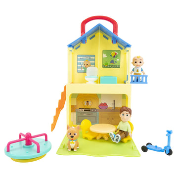 CoComelon Deluxe Pop n' Play House - Transforming Playset - Features JJ, JJ’s Dad, Bingo The Puppy, and Home Accessories - Toys for Kids, Toddlers