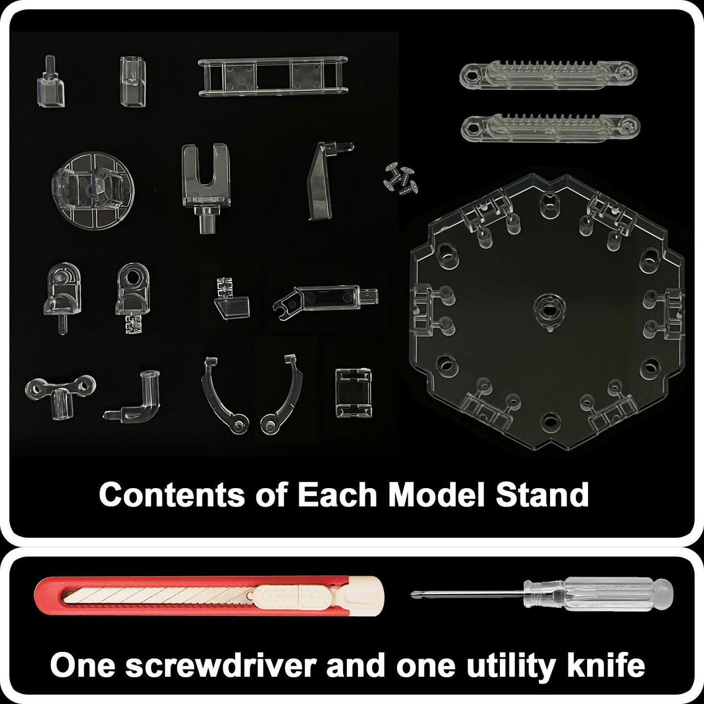TWKUPWO Hobby Action Base Display Stand, Gundam Action Figure Stand - Compatible with MG, RG, HG Universal Models - Transparent 6 Set