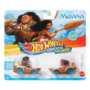 Hot Wheels Racer Verse Die-Cast Vehicles with Character Drivers Cars Optimized for Performance on RacerVerse Track - Maui & Moana