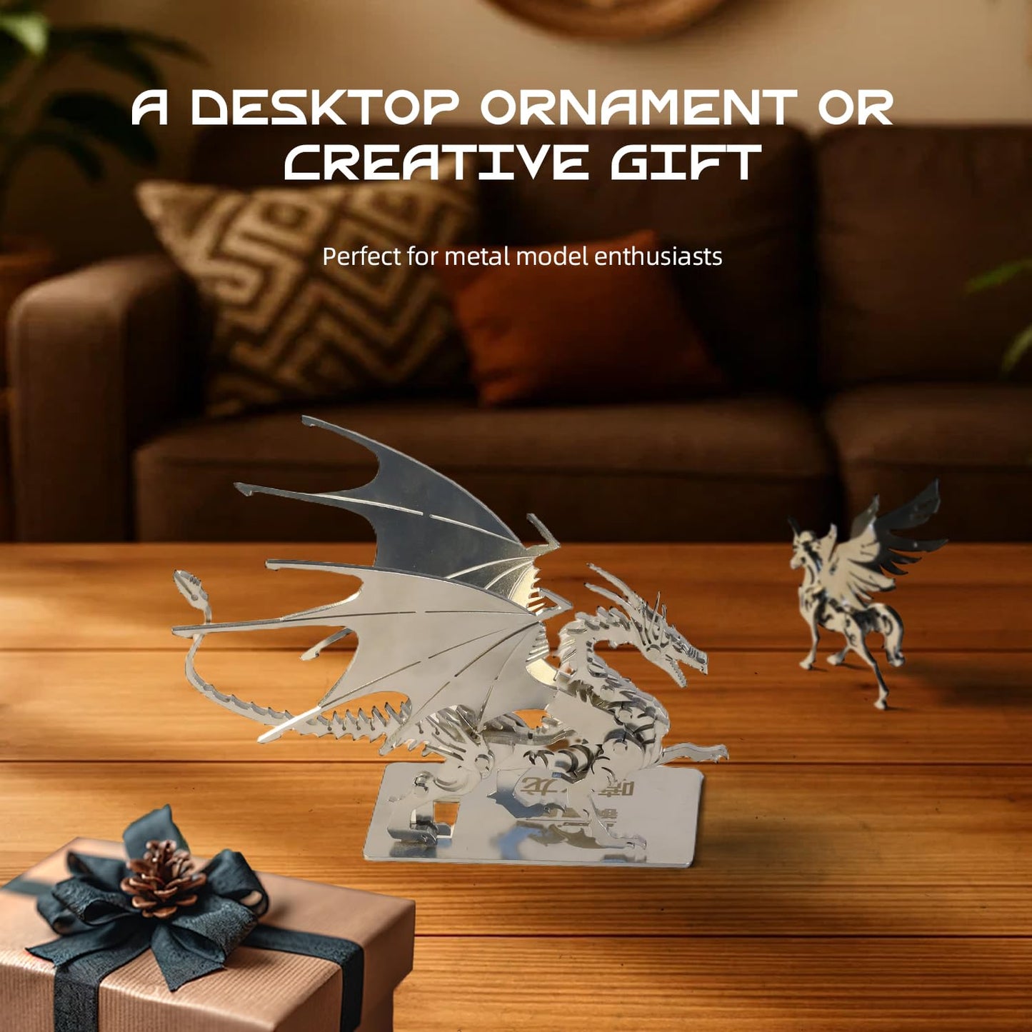 Kolotesame Mythical Fire Dragon 3D Metal Puzzle Model for Adults, Dragon DIY Building Model Kit, Fantasy Wyvern Creature Figurine for Gamers or Desk