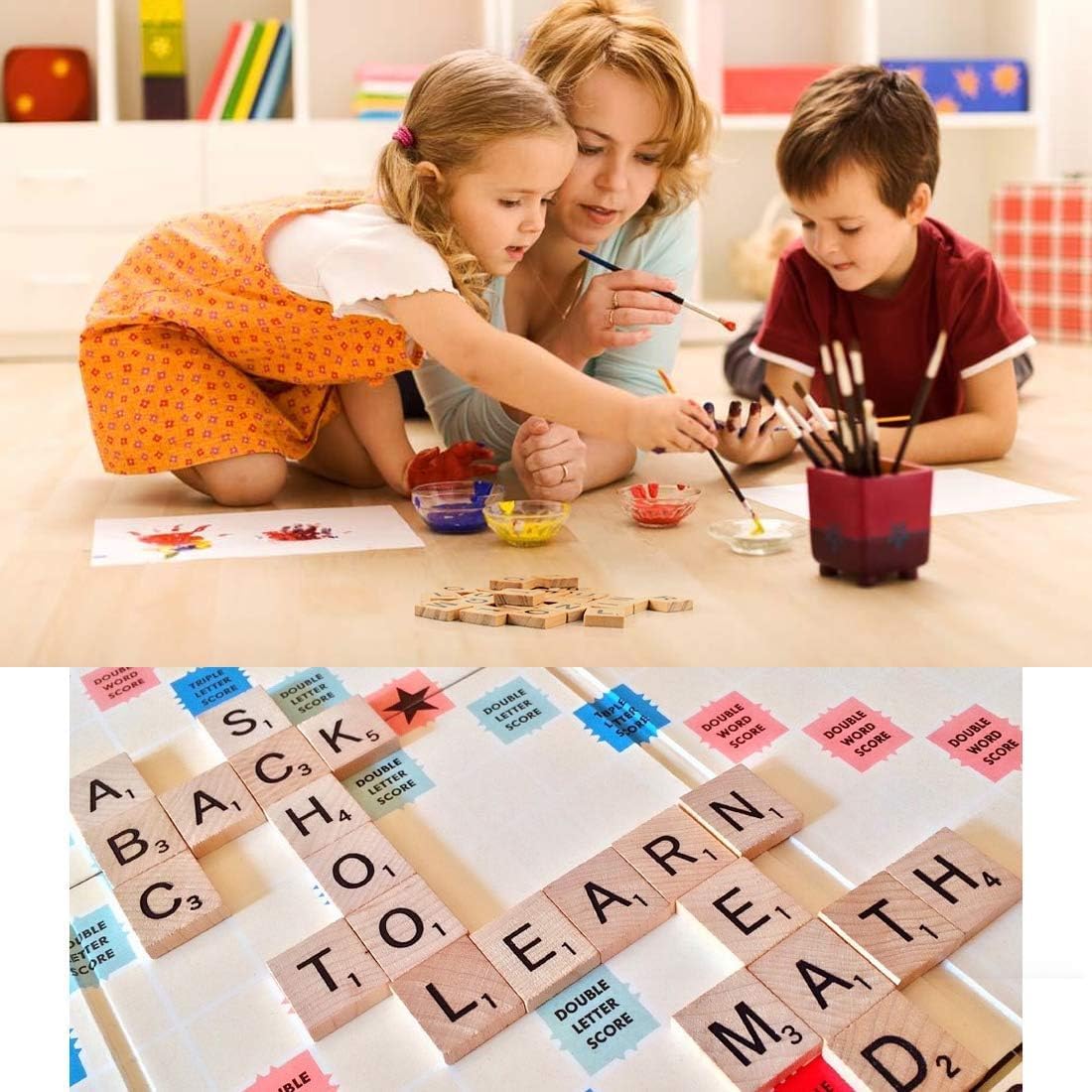 TMEEIHNSS 100Pcs Wooden Alphabet Tiles Replacement Letters for Scrabble Board Games, Wedding Frame and Wall Art (100) (Colorful(Capital Letters))