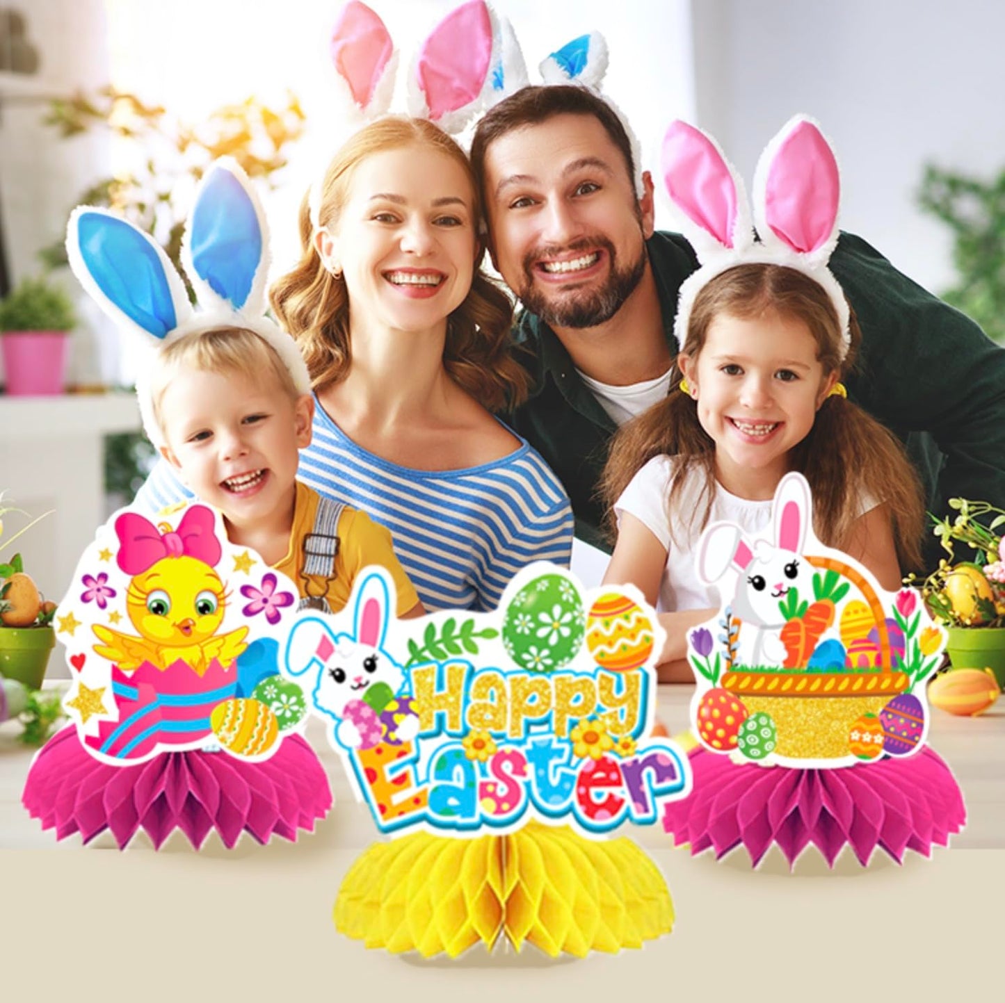 Easter Party Decorations, 8 Pcs Easter Honeycomb Centerpieces, Easter Bunny Egg Honeycomb Centerpiece, Easter Decoration, Happy Easter Honeycomb