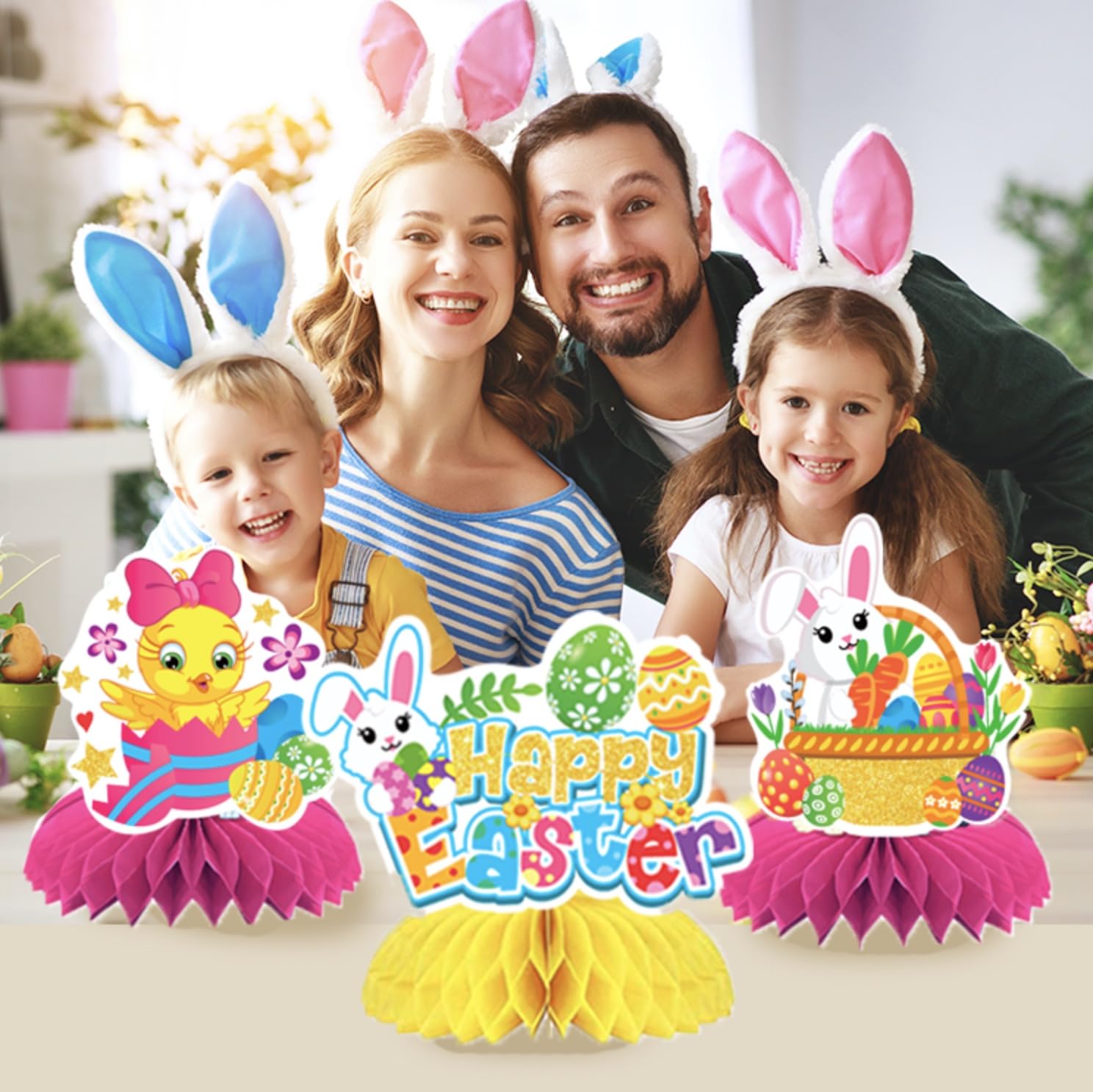 Easter Party Decorations, 8 Pcs Easter Honeycomb Centerpieces, Easter Bunny Egg Honeycomb Centerpiece, Easter Decoration, Happy Easter Honeycomb