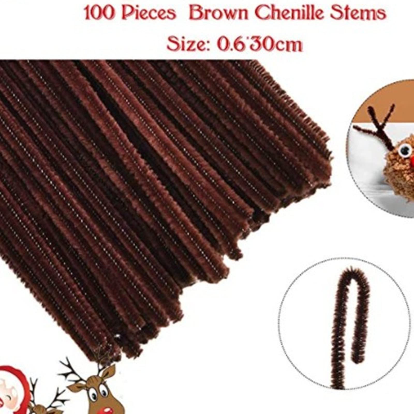Cheeroyal 400Pcs Christmas Reindeer DIY Craft Set, Including 100Pcs Brown Pipe Cleaners Chenille, 150Pcs Googly Eyes, 150Pcs Red Pom Poms Pompoms Red
