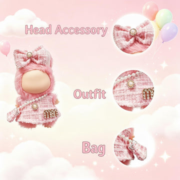 Clothes Compatible with Labubu mini 10cm Dolls, Cute Outfit Set with Fashion Accessories, Chic Style for Collectible Figures (No Doll)