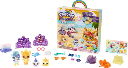 Mattel Cloudees Collectible Pets Beach Ice Cream Party Set, Interactive Cloud-Themed Toys With Moldable Dough, Surprise Hidden Figures