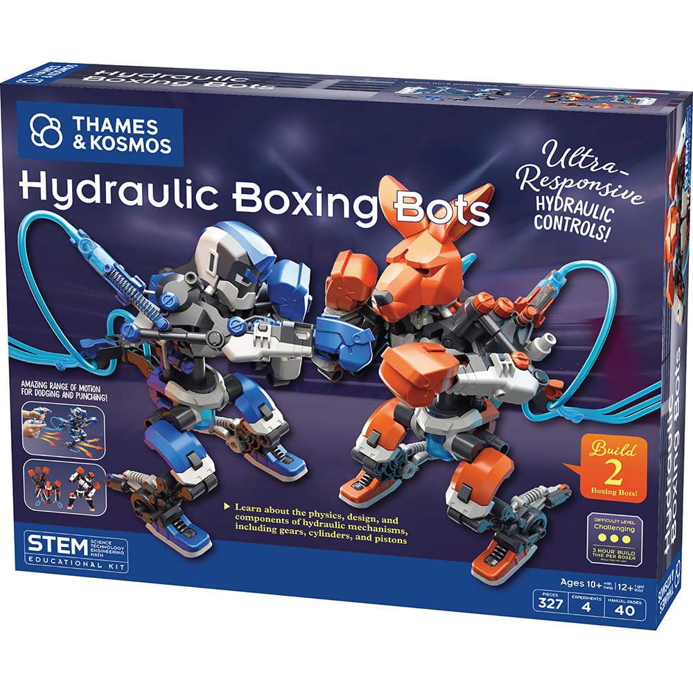 Thames & Kosmos Hydraulic Boxing Bots STEM Experiment Kit | Build Two Hydraulic-Powered Boxing Robots! | Explore Water-Powered Systems | Challenge